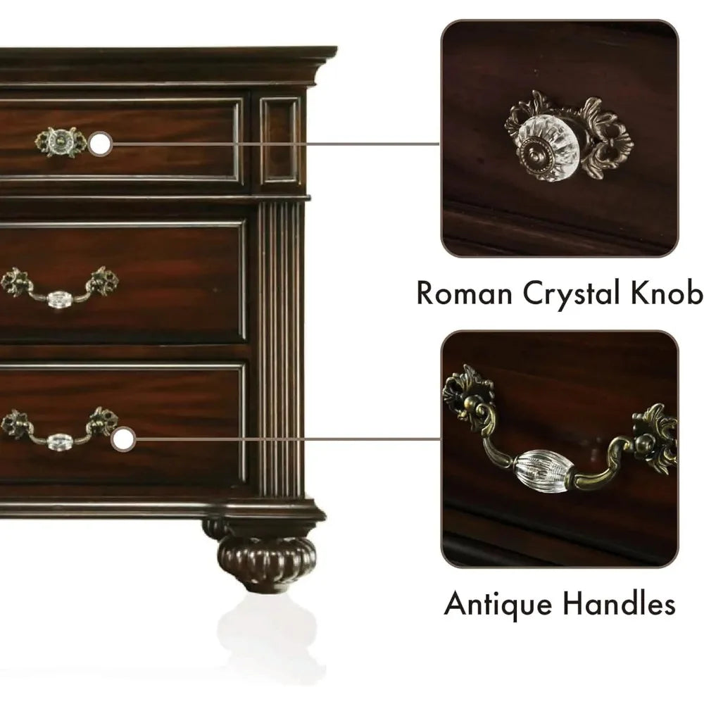 Syracuse 6-Piece Solid Wood Bedroom Set with Mirrored Dresser