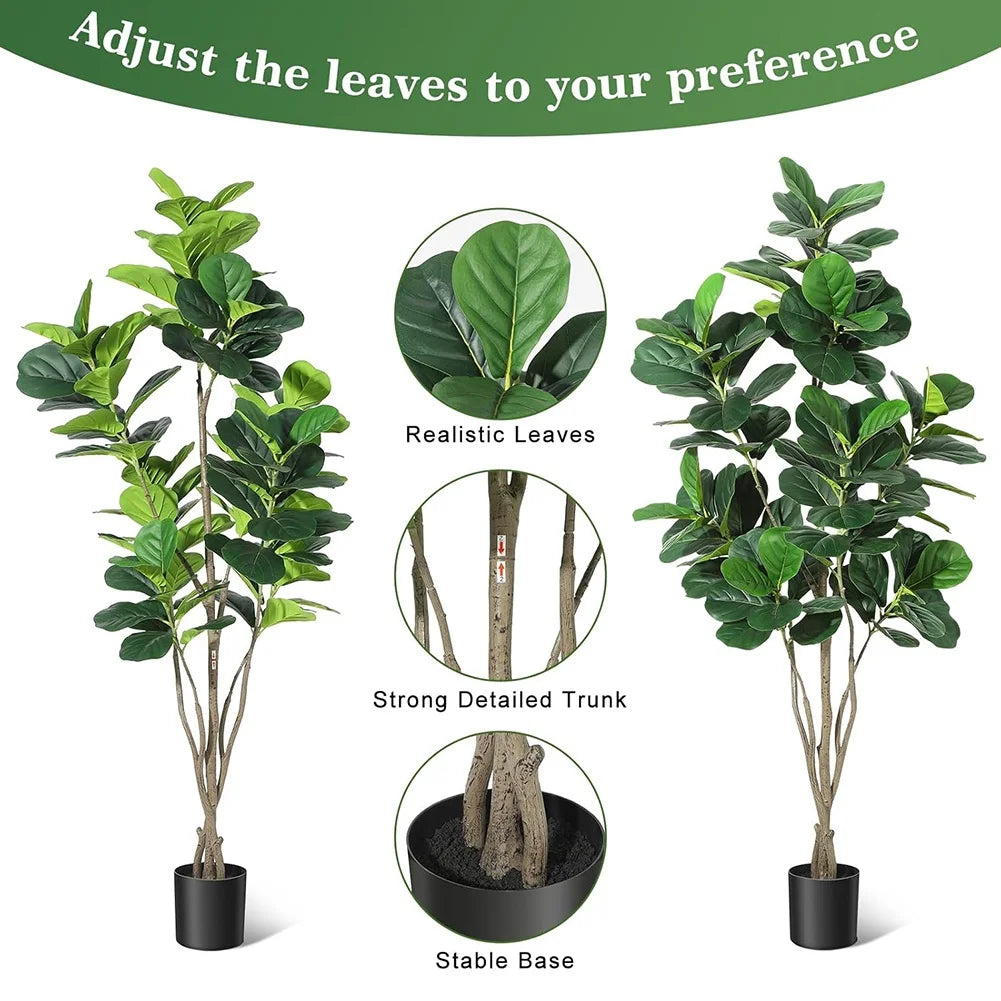 HiMISSCN Faux Fiddle Leaf Fig Tree For Home Decor Indoor