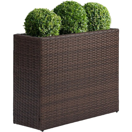 Tall Rectangular Planter With Removable Liner PE Rattan