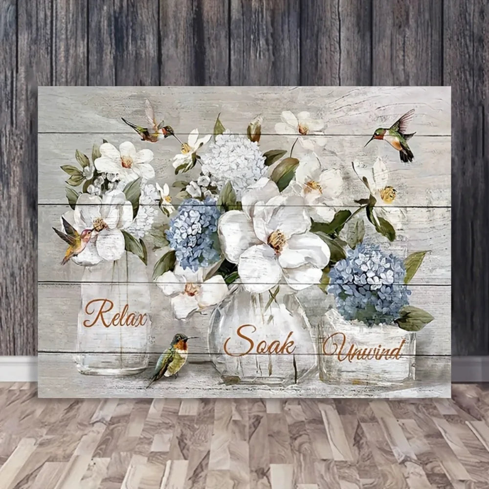 Rustic Farmhouse Canvas Wall Art Pine Frame 1.5 Inch Thick