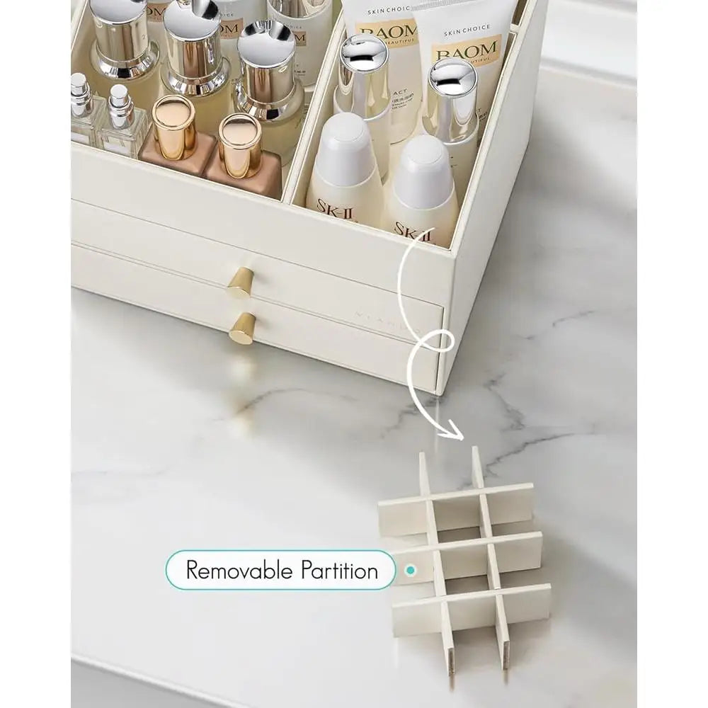 Capacity PU Leather Makeup Organizer With Lipstick Holder