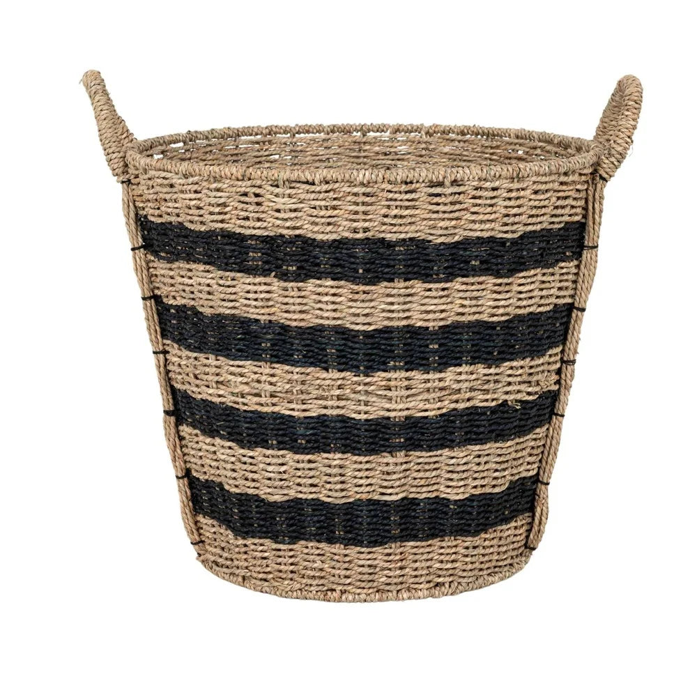 Extra Large Handwoven Seagrass Basket With Steel Frame
