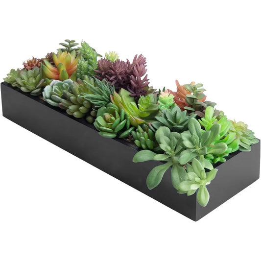 15.75 Inch Artificial Succulent Centerpiece in Black Planter
