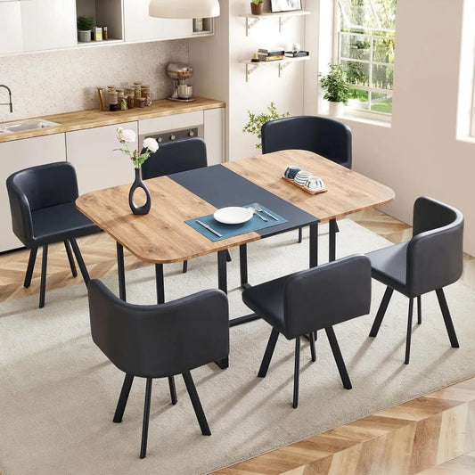 Marble Grain Table Set With Metal Legs For Dining Room