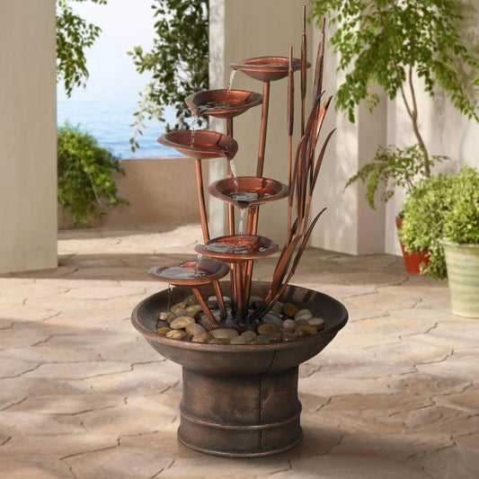 Lamps Plus Ashton Water Lilies And Cat Tails Resin Fountain