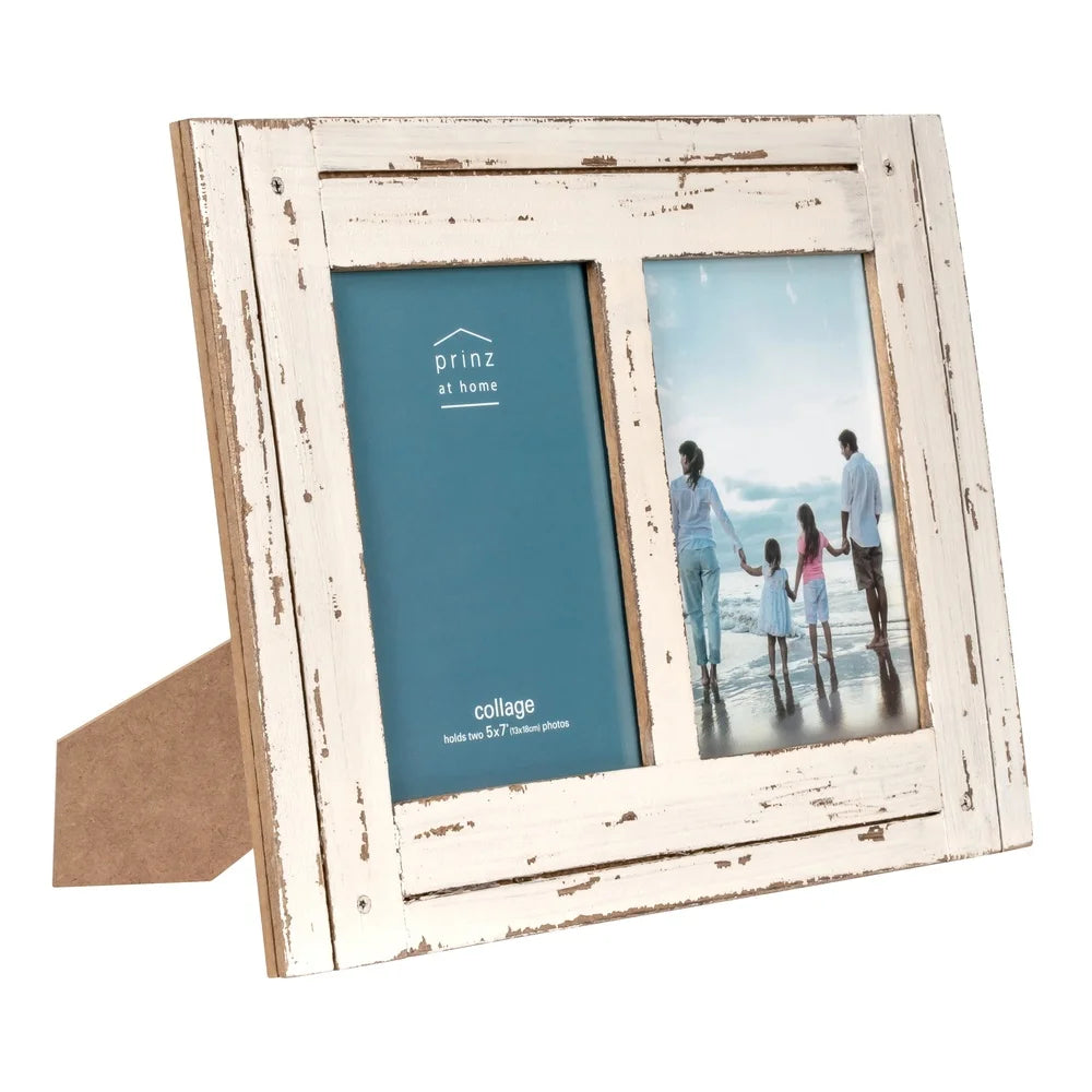Rustic Hand-Painted Collage Picture Frame for Home Decor