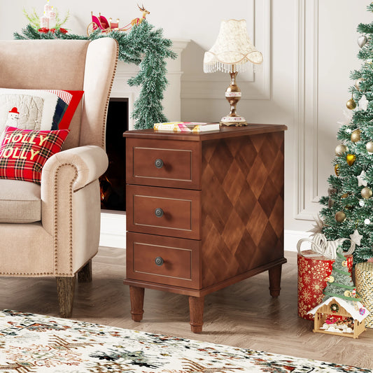 Tribesigns Wood End Table With Drawers Fully Assembled