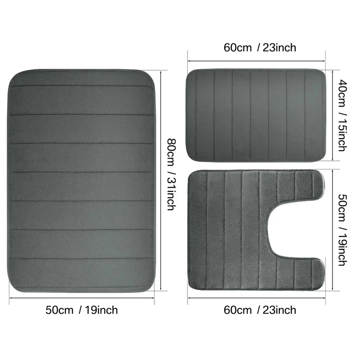 Black Memory Foam Bath Mat Soft Non-Slip Comfort