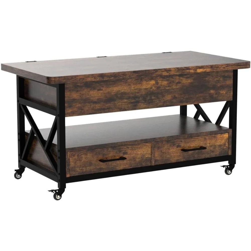 Lift Top Coffee Table With Storage And LED Lighting