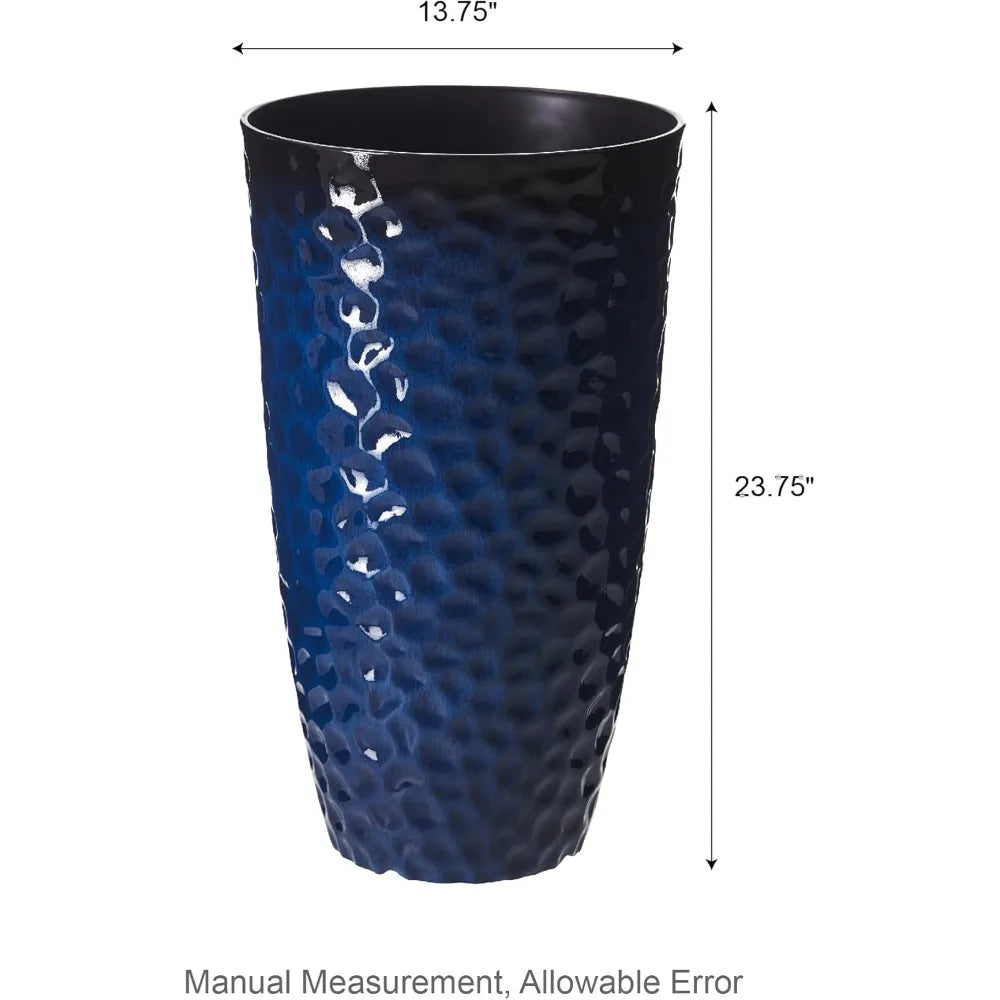 Tall Planter Set Of 2 Honeycomb Cobalt Blue Round Pots