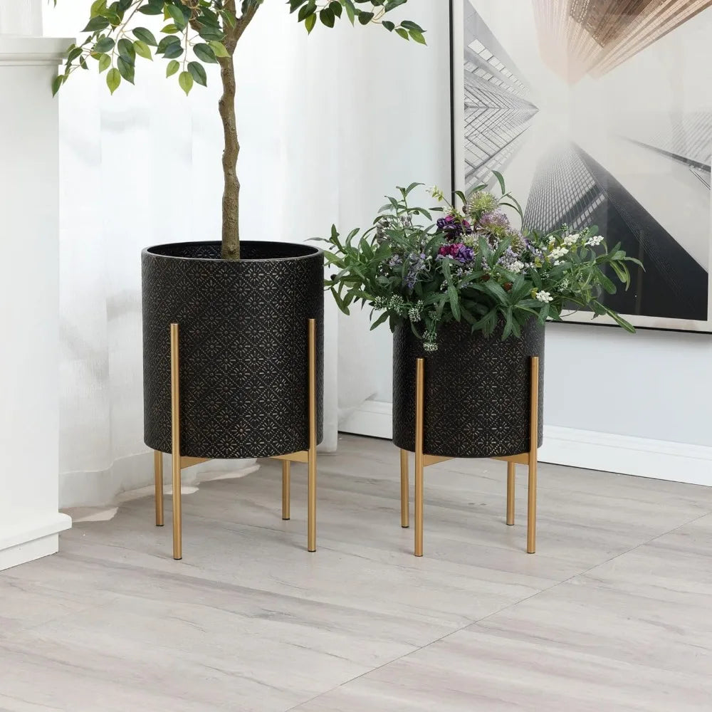 LuxenHome Mid Century Planters Set of 2 for Indoor Plants