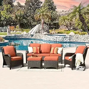 Modern 5-Piece Patio Wicker Furniture Set with Comfy Cushions