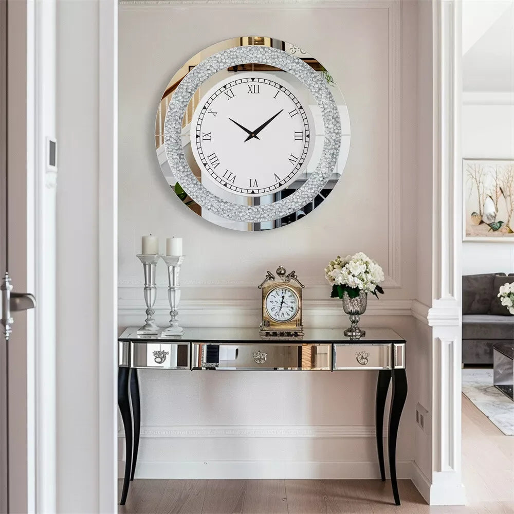 LUVODI 32 Inch Crystal Modern 3D Wall Clock Roman Numerals