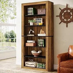Tall 74.4 Inches 7 Tier Wood Open Display Floor TV Stand