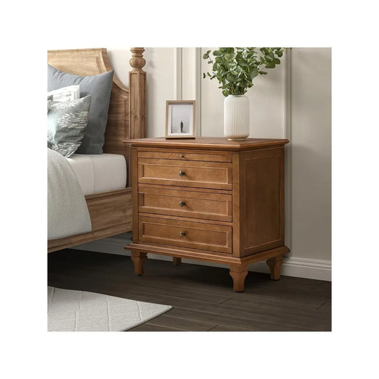 Acorn Farmhouse 3 Drawer Nightstand With Charging Station