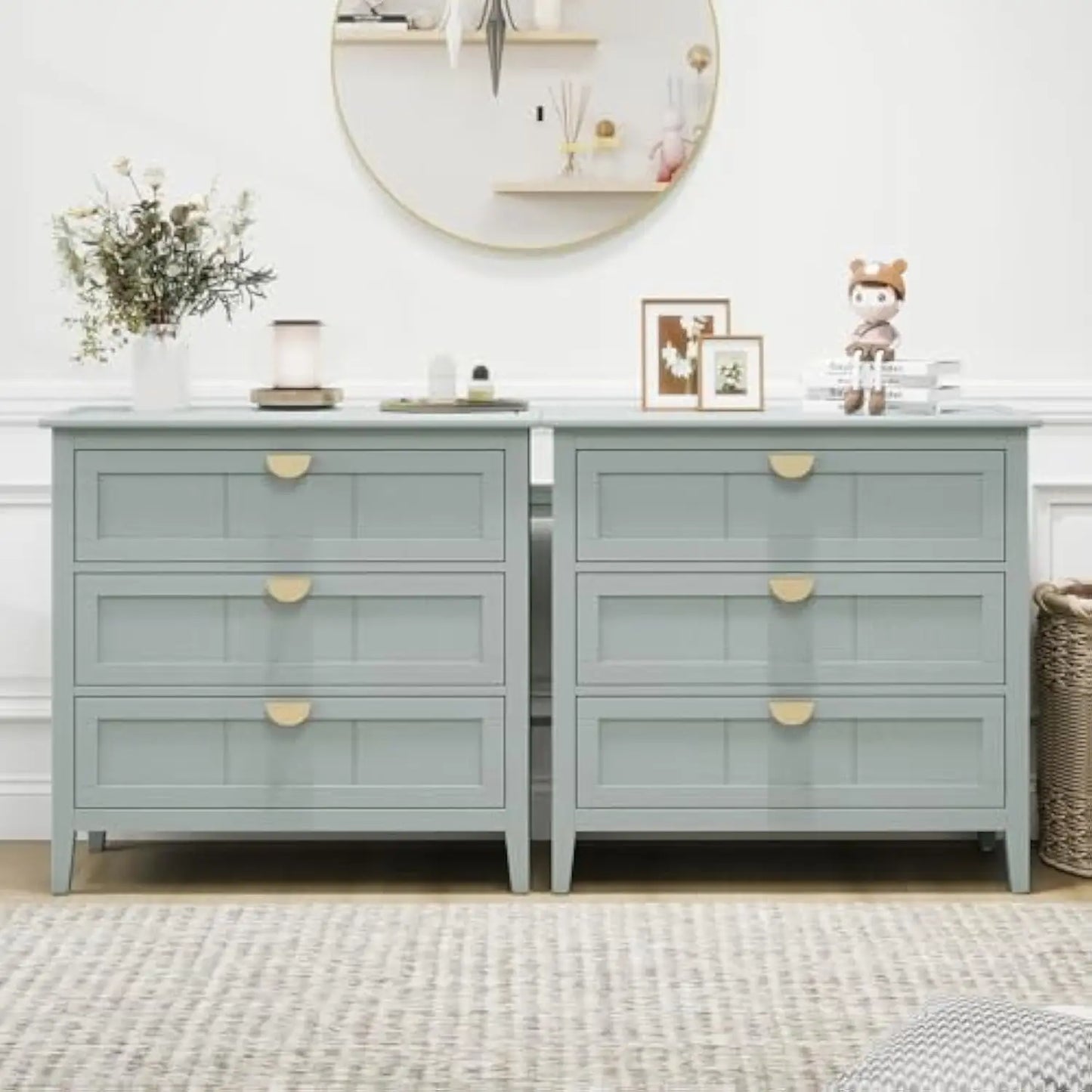 Three Drawer Dresser Bedroom Modern Wood Chest of Drawers