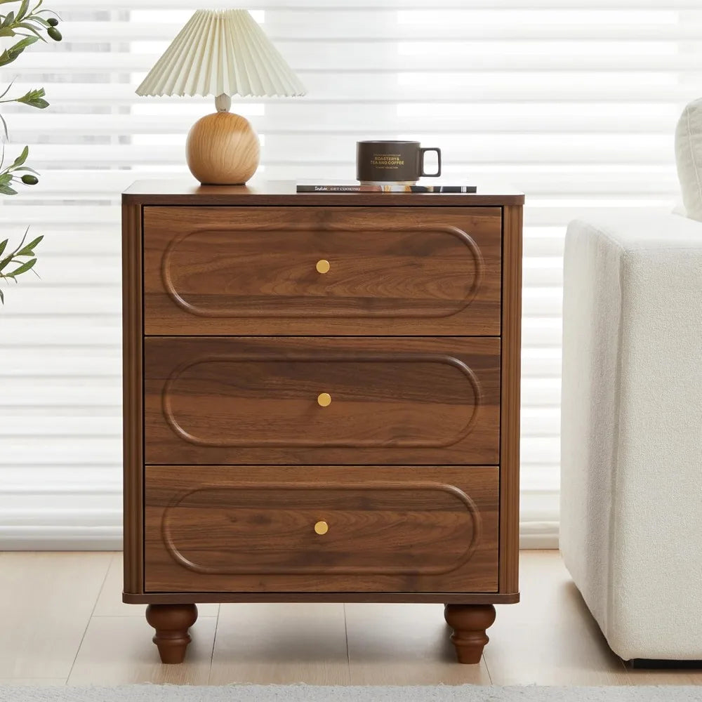 Set Of 2 Fluted Walnut Bedroom Dressers Mid Century Modern