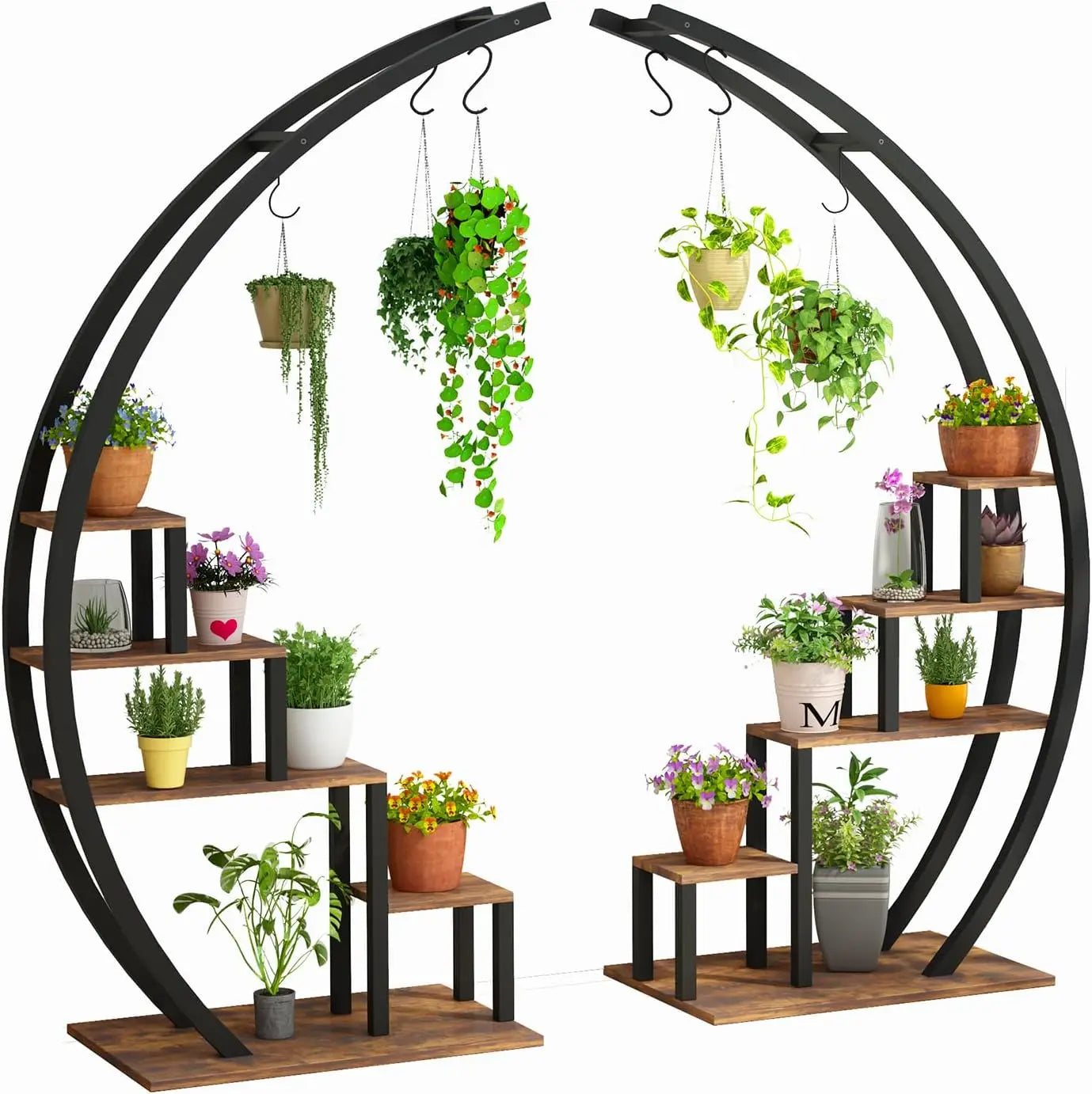 5-Tier Metal Plant Stand Set for Indoor Garden