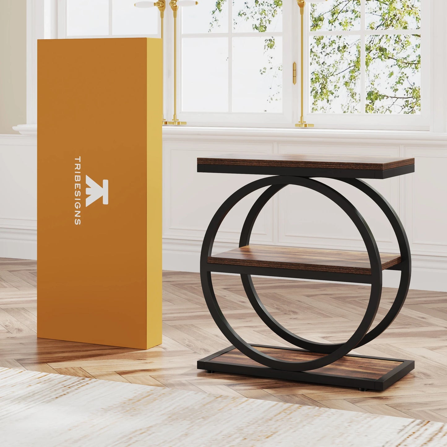 Tribesigns Slimline End Table With Storage Shelves Industrial Contemporary Design