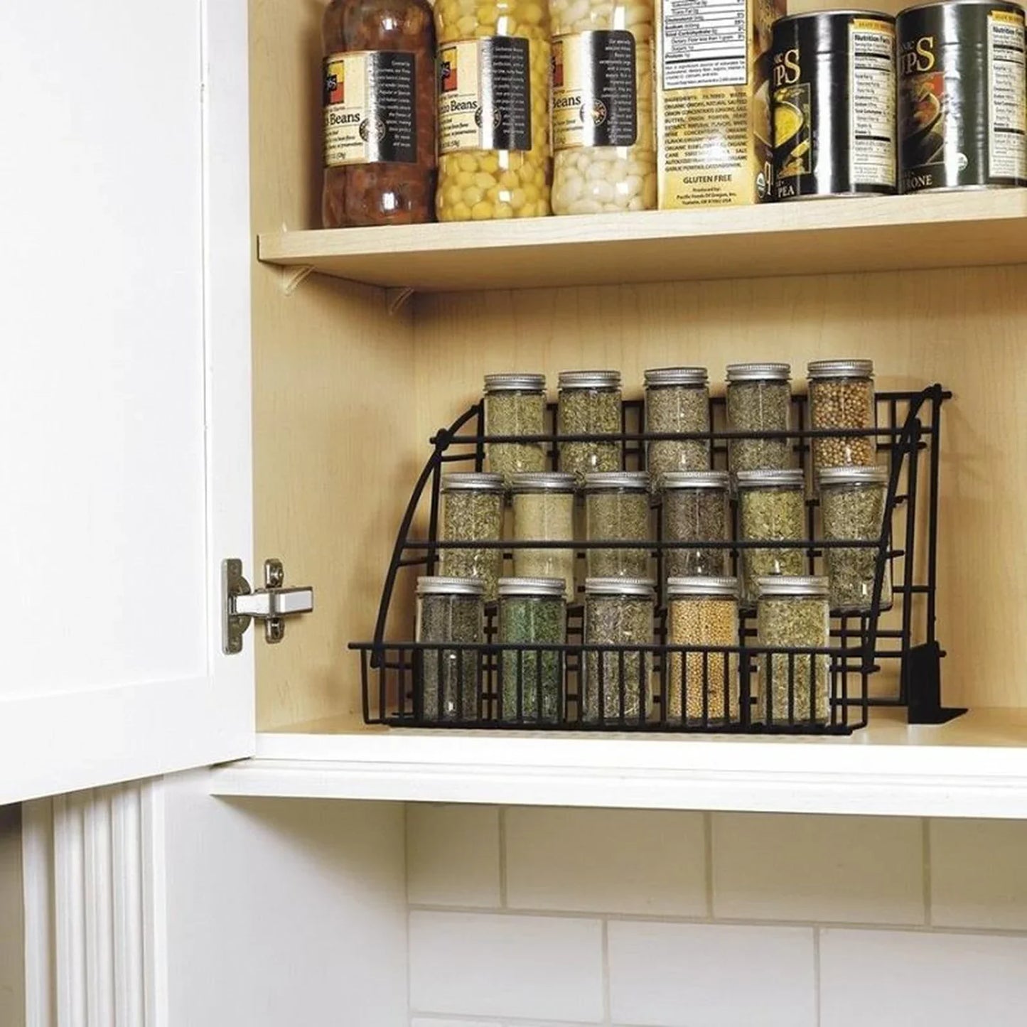 Retractable 3 Tier Kitchen Spice Organizer Black Rack