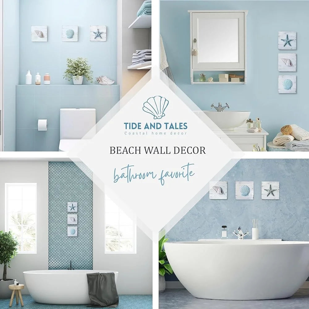 3D Beach Wall Art Seashell Starfish Living Room Decor