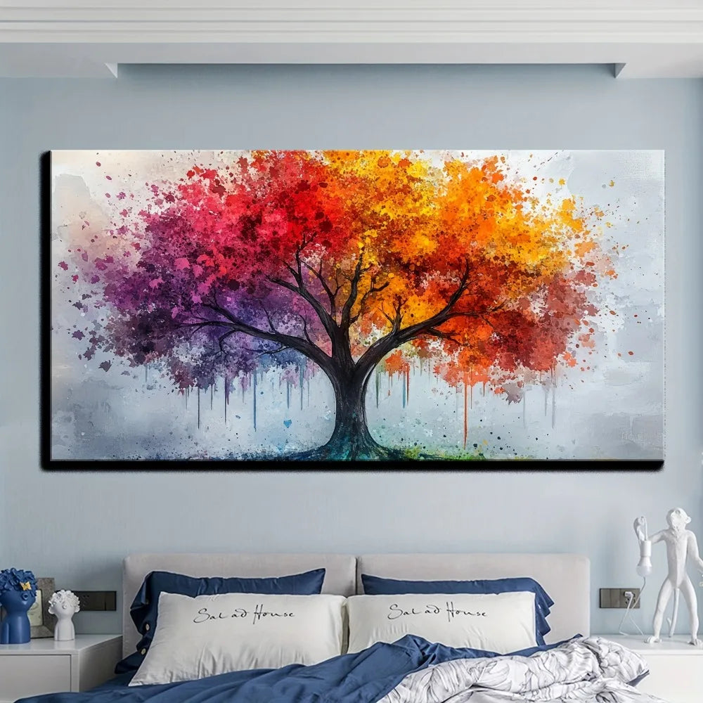 Tree of Life Canvas Wall Art with Solid Wood Frame