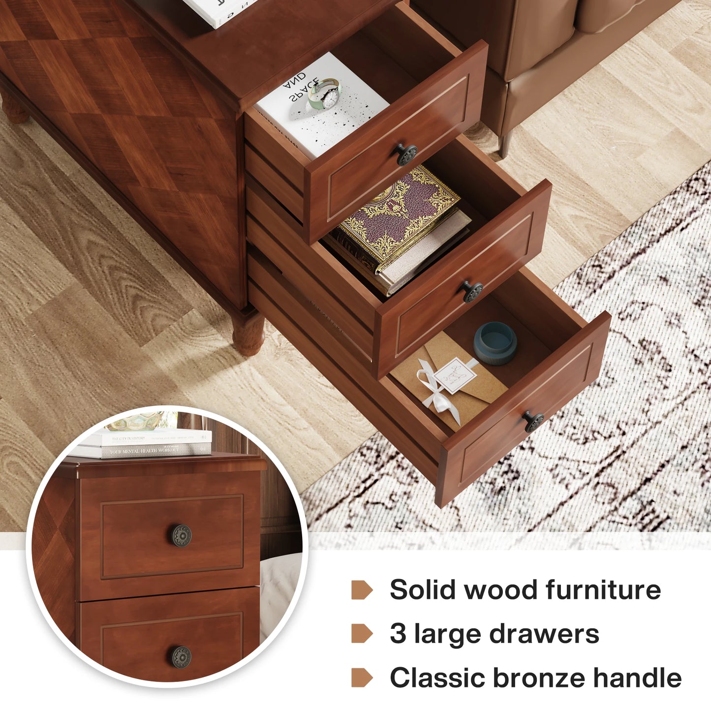 Tribesigns Wood End Table With Drawers Fully Assembled