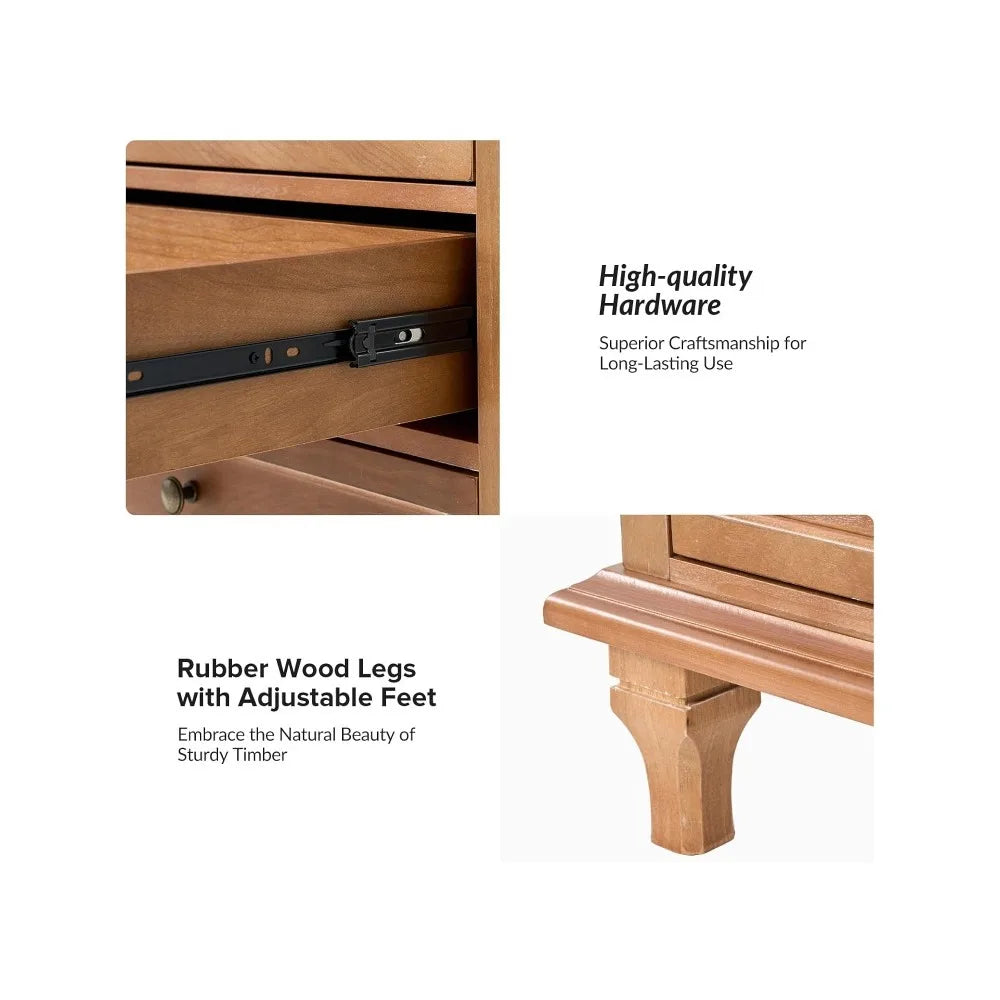 Acorn Farmhouse 3 Drawer Nightstand With Charging Station