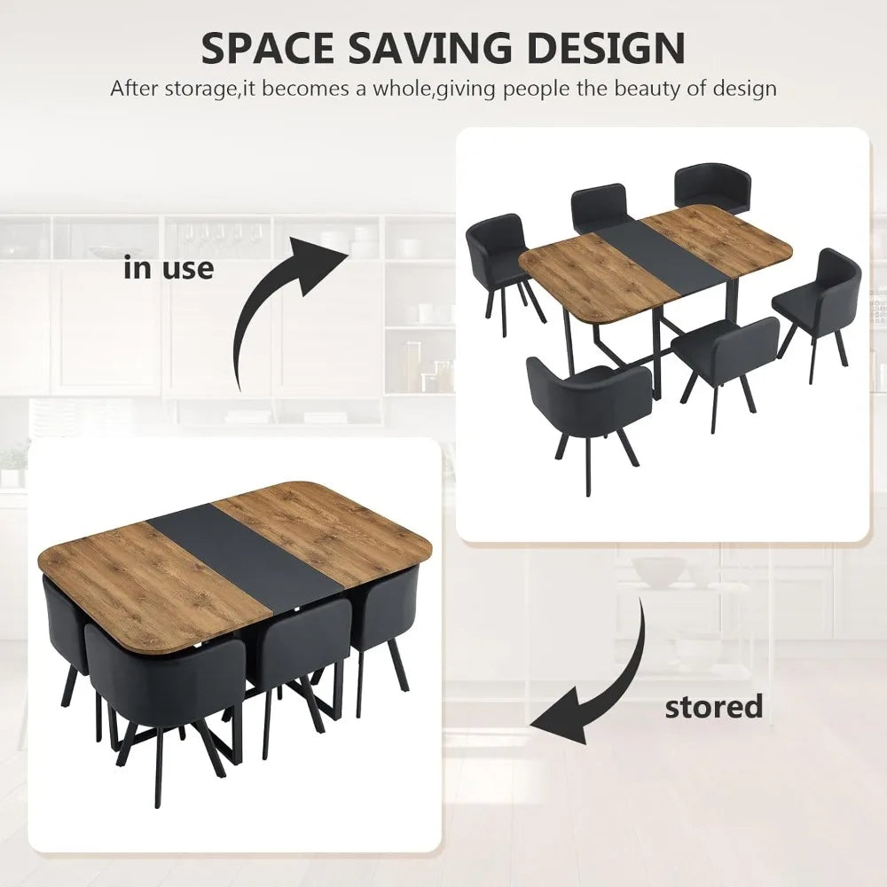 Marble Grain Table Set With Metal Legs For Dining Room
