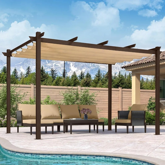 Retractable Pergola Aluminum With Sun Shade Canopy