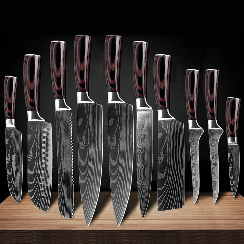 Ruiguan Damascus Chef Knife Set Santoku Kitchen Knives