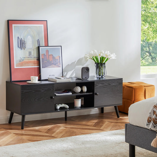 JHK Wooden Fireplace TV Stand for 60 Inch TVs with Adjustable Shelves