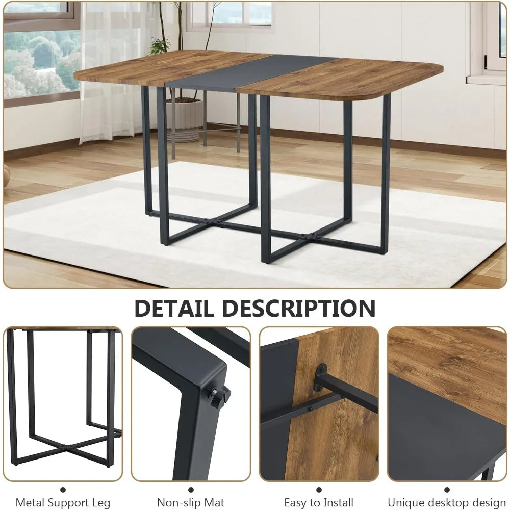 Marble Grain Table Set With Metal Legs For Dining Room