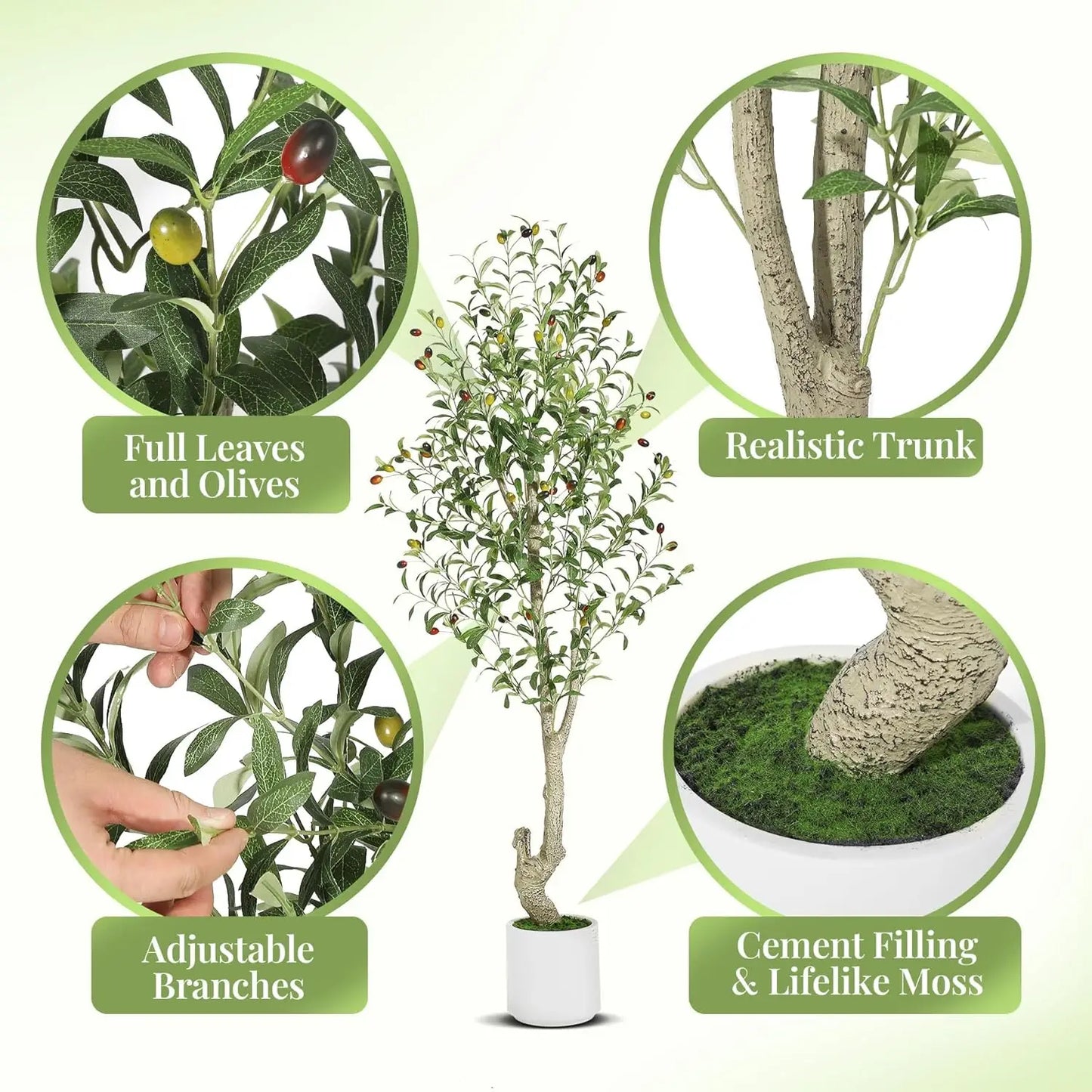 Artificial Olive Tree In White Planter Five To Seven Feet