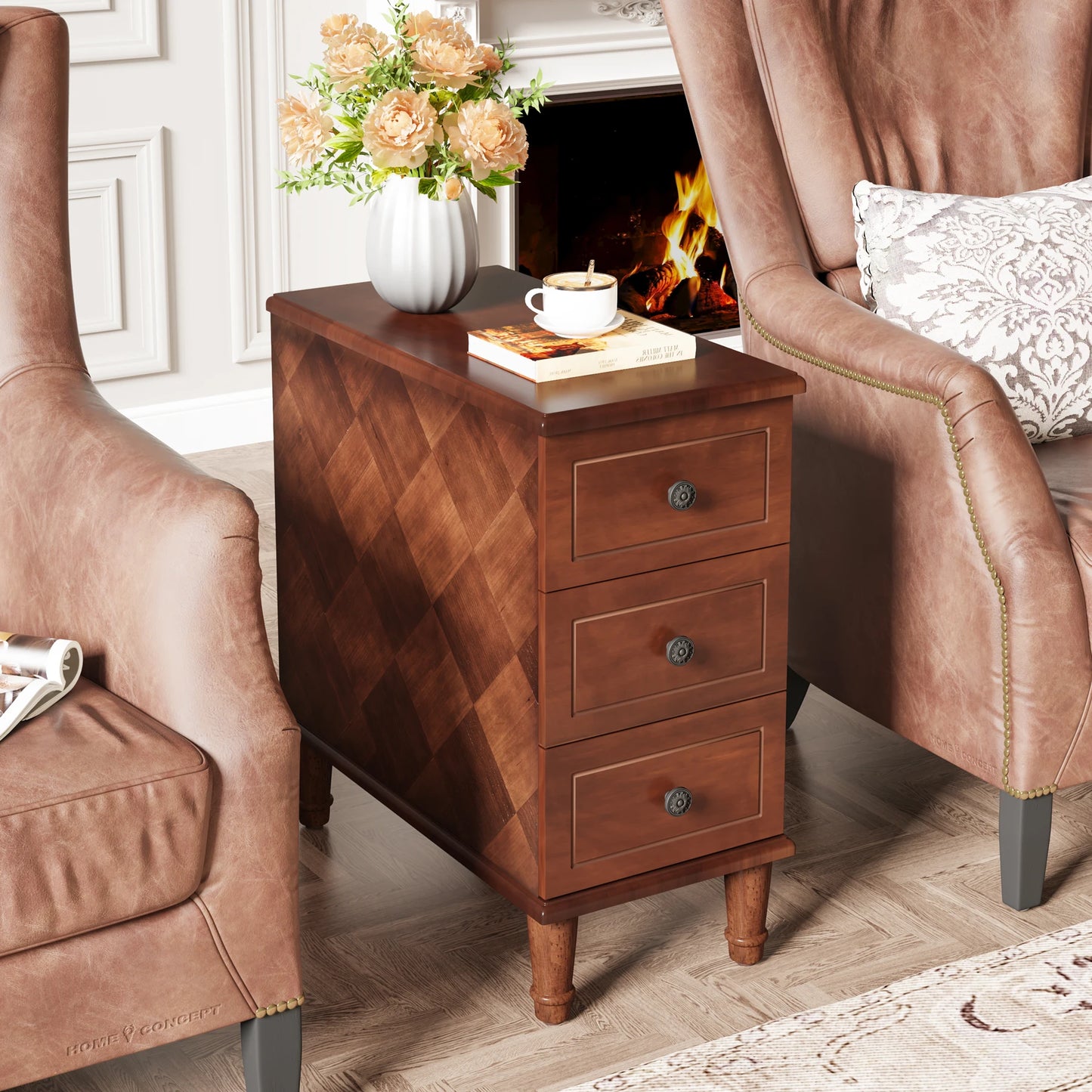 Tribesigns Wood End Table With Drawers Fully Assembled