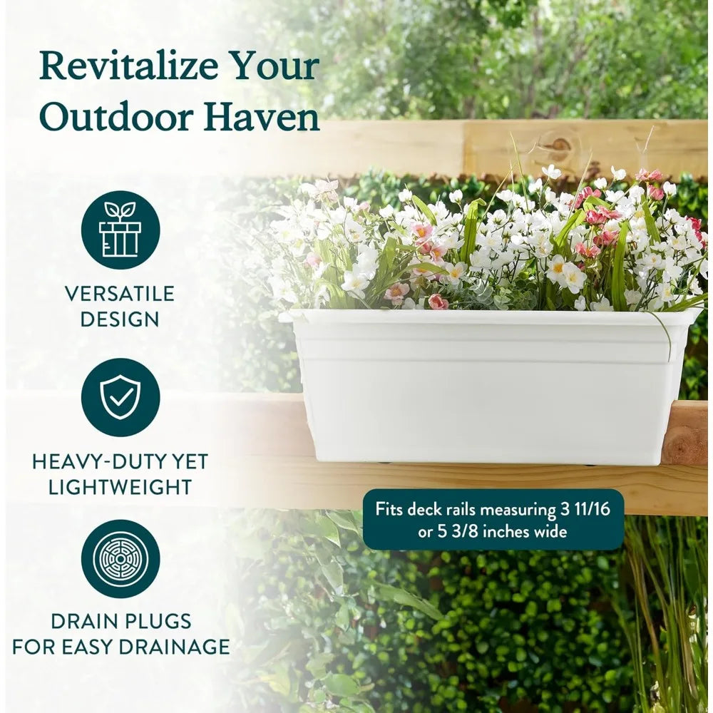 HC Companies 24 Inch Heavy Duty Plastic Deck Rail Planter