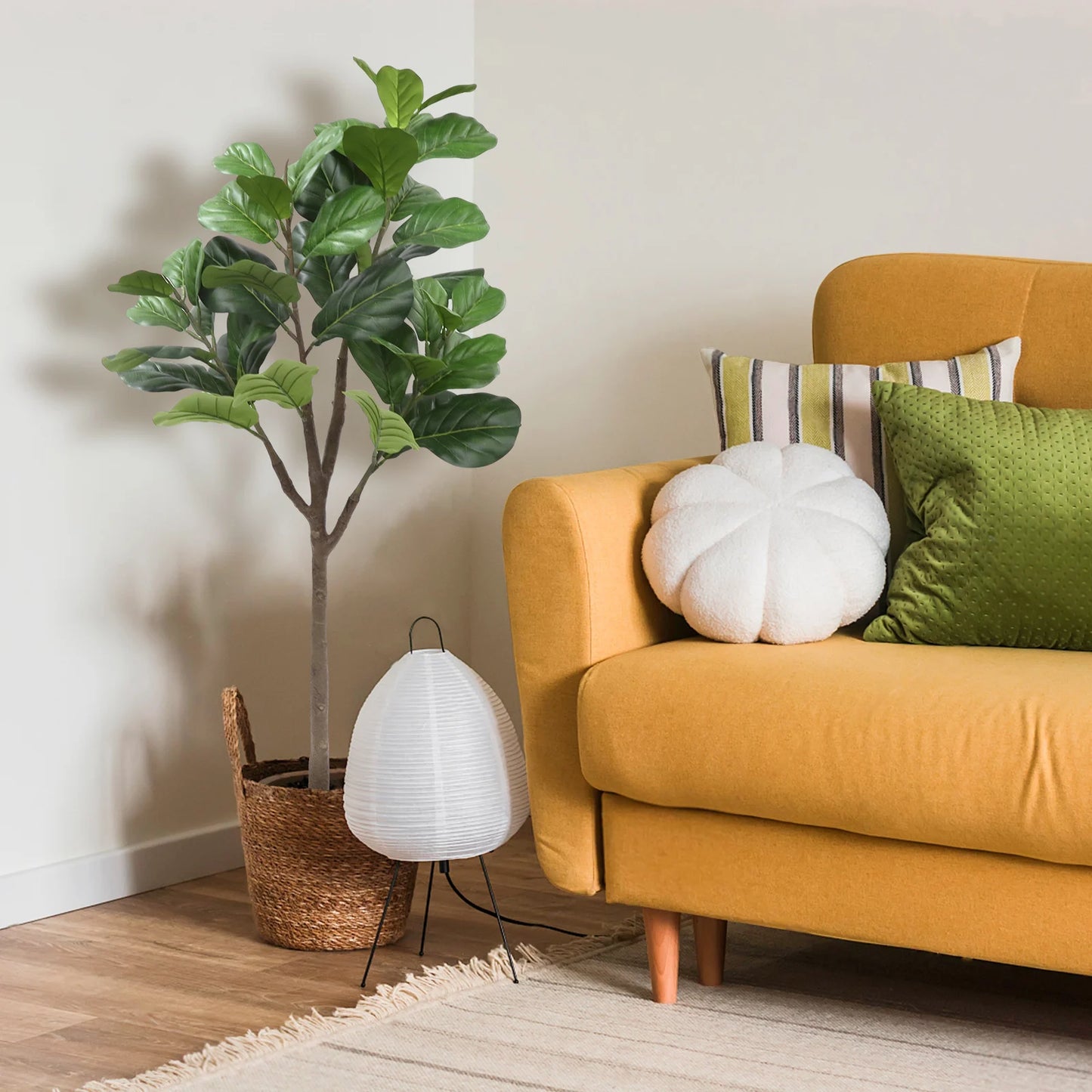 HiMIS Fiddle Leaf Fig Tree In Pot With Realistic Leaves