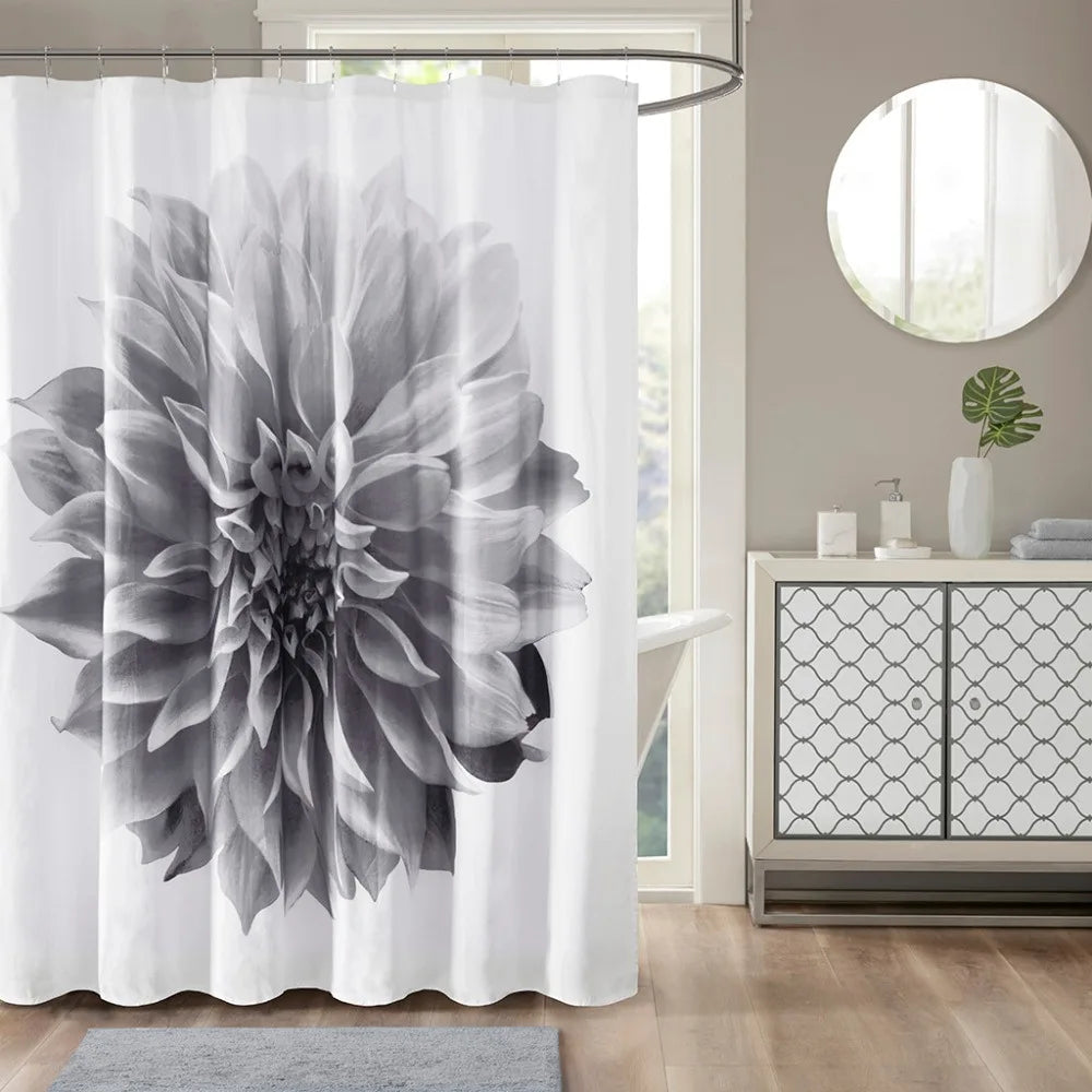 Floral Printed Cotton Shower Curtain for Elegant Bathrooms