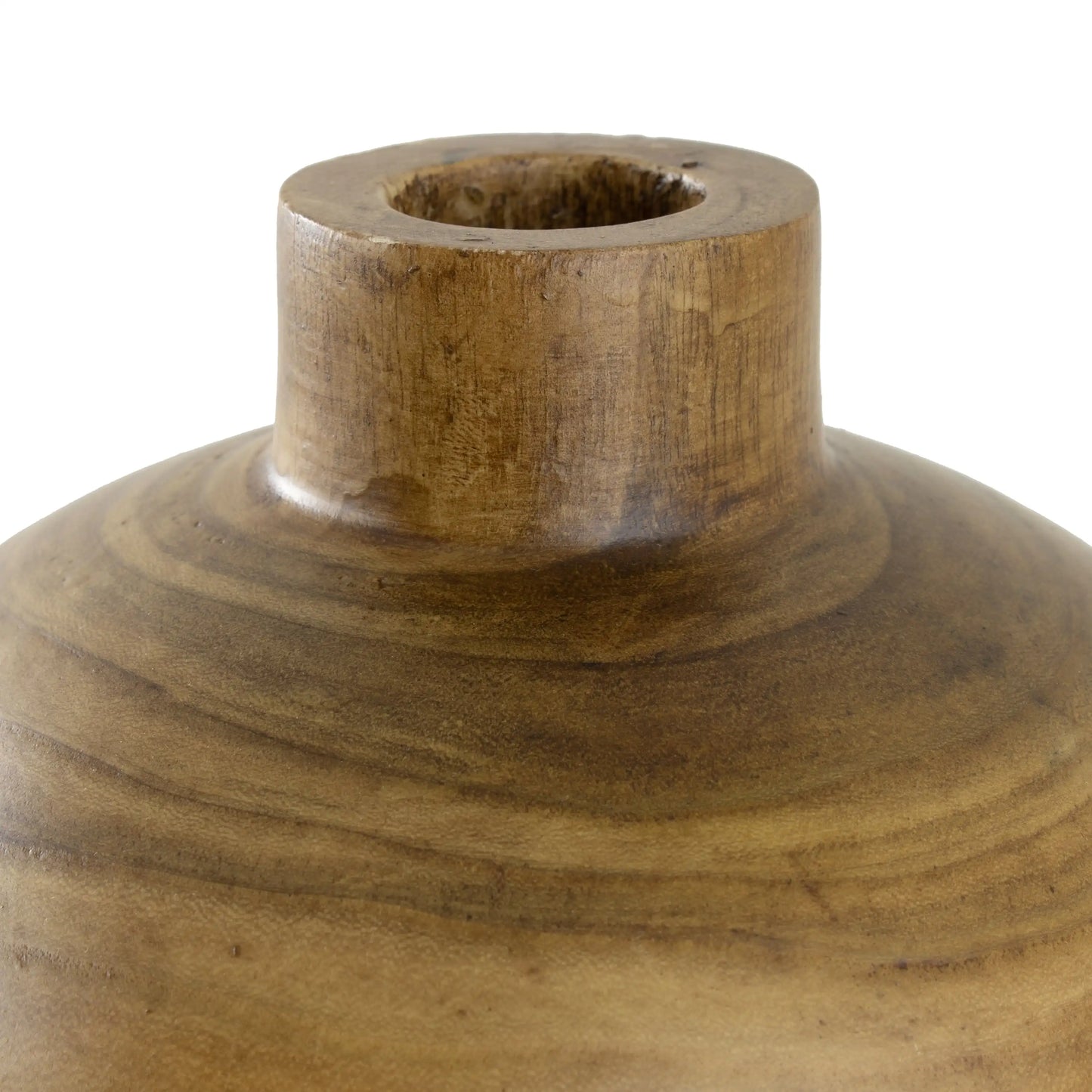 12 Inch Medium Tone Brown Wood Finish Indoor Tabletop Vase