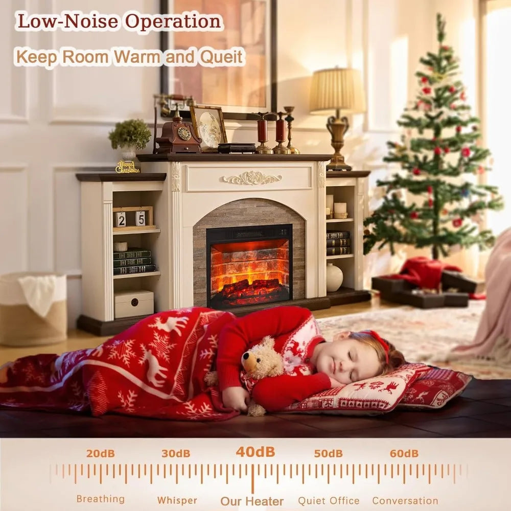 72 Inch Electric Fireplace TV Stand Farmhouse Center