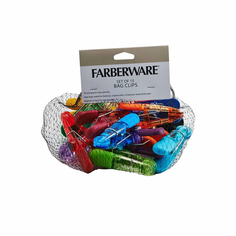 Set Of 15 Translucent Magnetic Bag Clips For Sealing