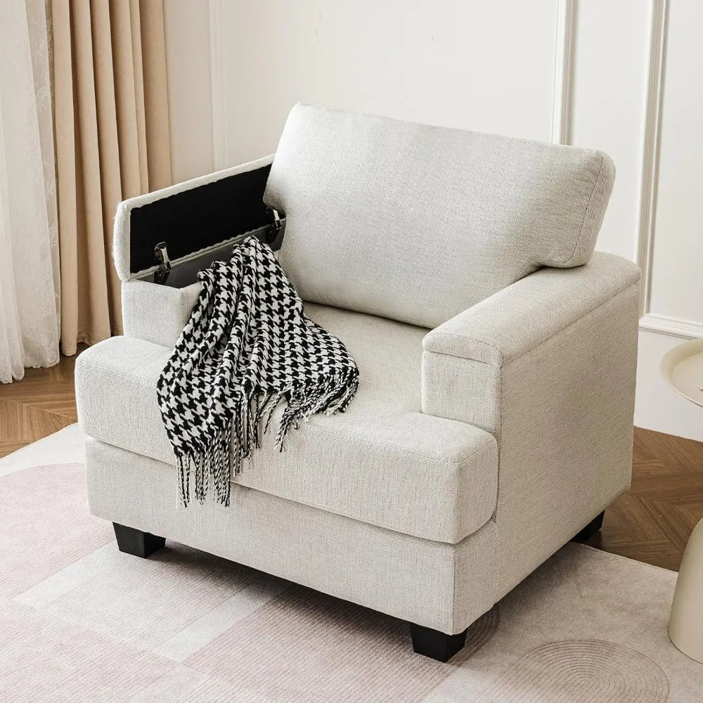 Oversized Accent Chair With Armrest Organizer Cushioned