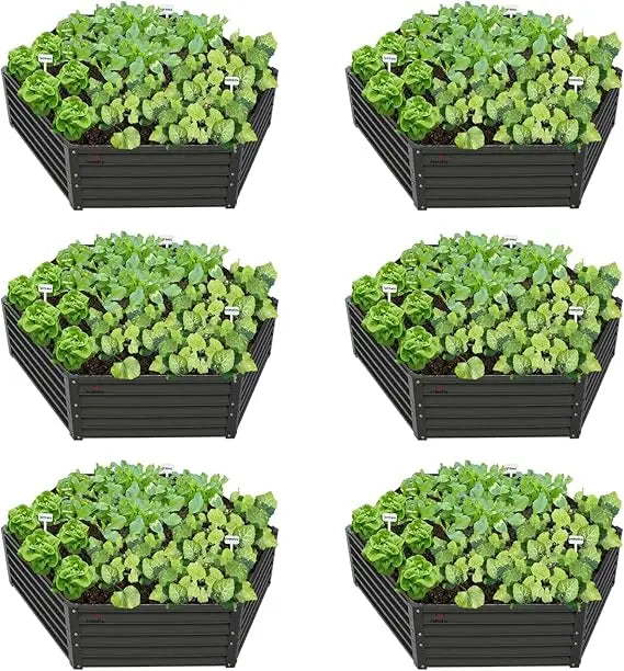 Anleolife 2 Pack L Shaped Galvanized Raised Garden Beds