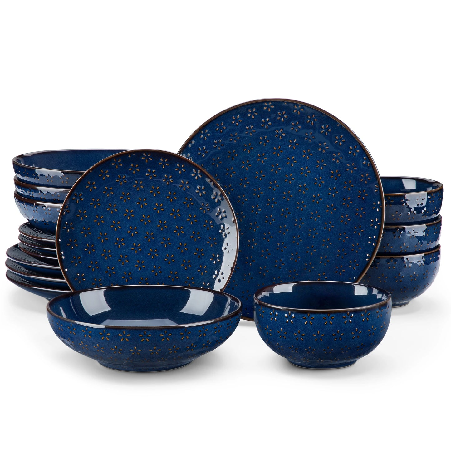 Malacasa Lydia Blue Stoneware Dinner Set for Elegant Dining