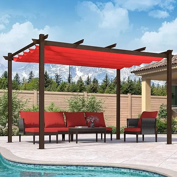 Retractable Pergola Aluminum With Sun Shade Canopy