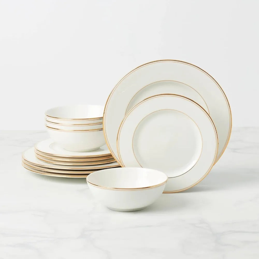 Federal Gold 12 Piece Dinnerware Set Service for Four