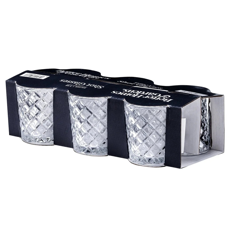 Clear Diamond Cut Shot Glasses Set Of 6 3 Oz Dishwasher Safe