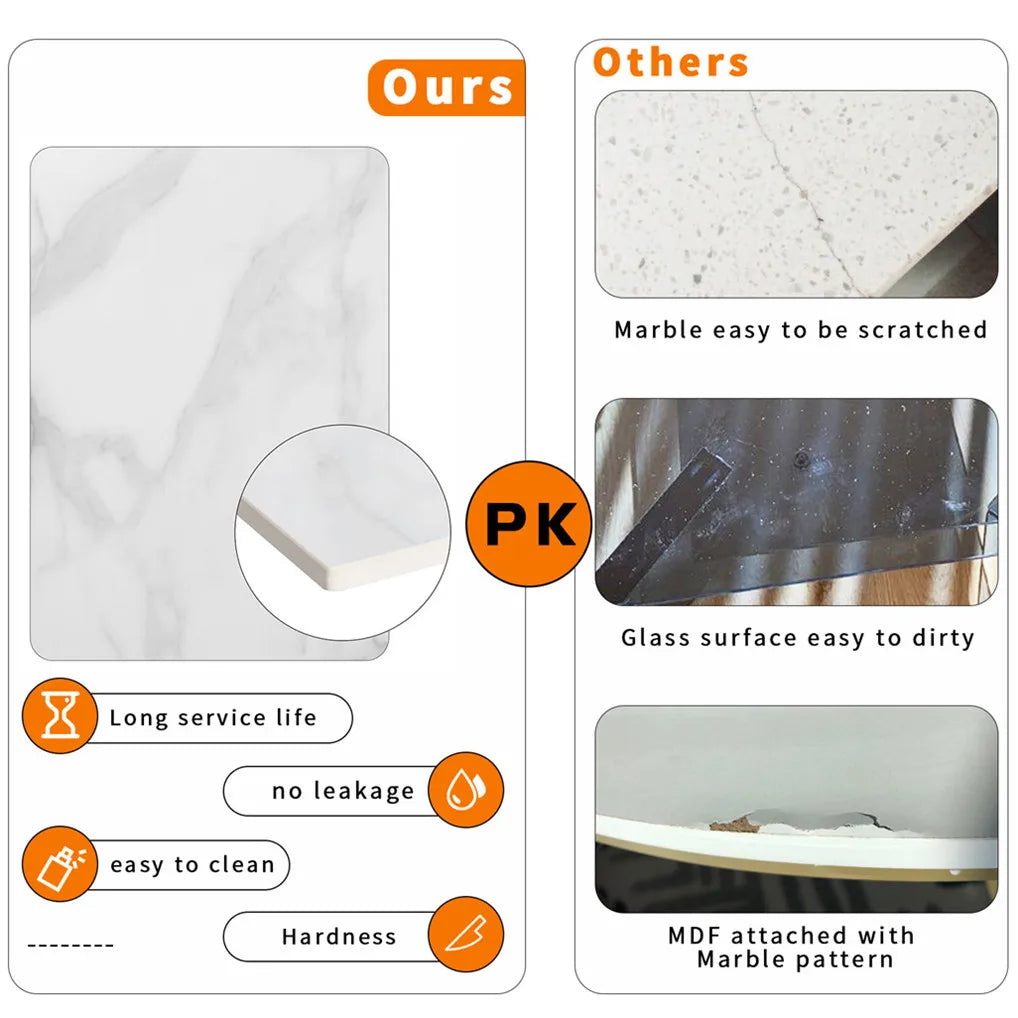 White Marble Top Side Table Sofa End Table With Black Frame