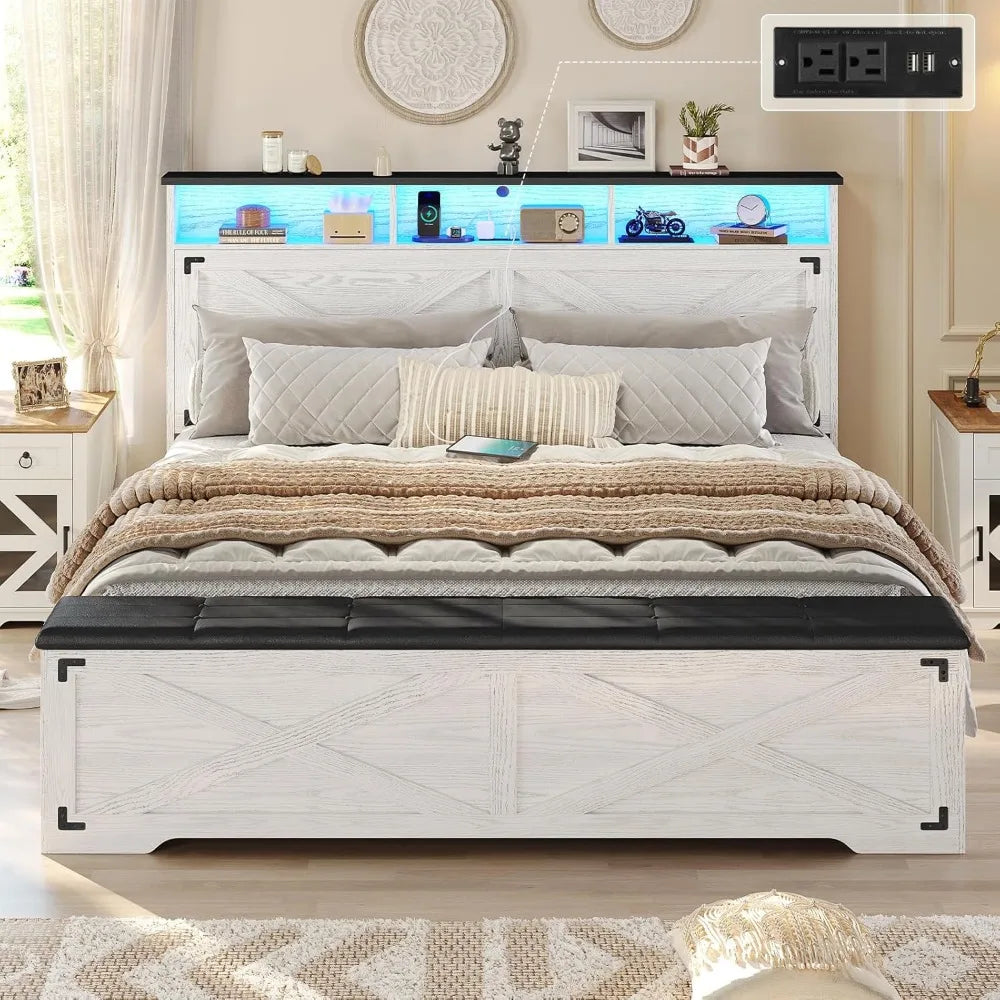 Hasuit Bed Frame With Storage Ottoman And Charging Station