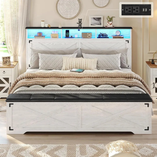 Hasuit Bed Frame With Storage Ottoman And Charging Station